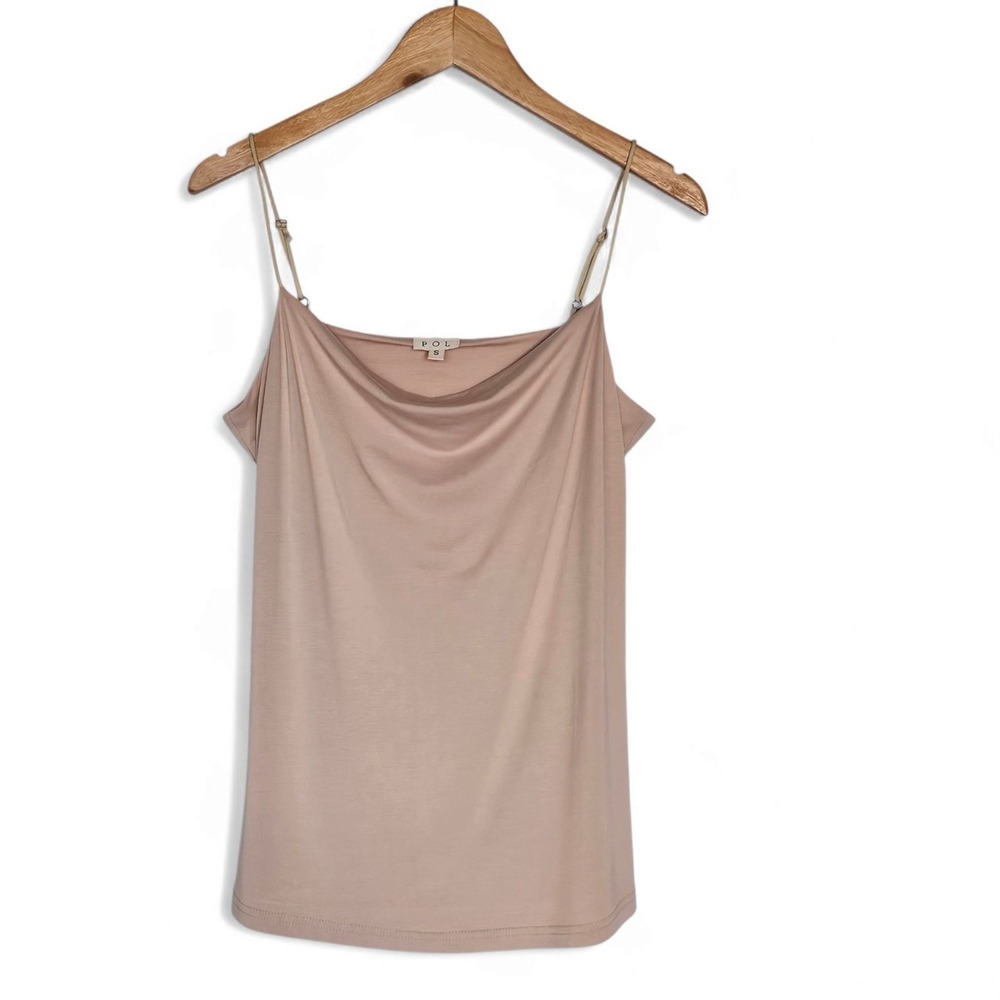 Pol Tank Top Size S Beige Sleeveless Drape Cowl Neck‎ Camisole Neutral Layering